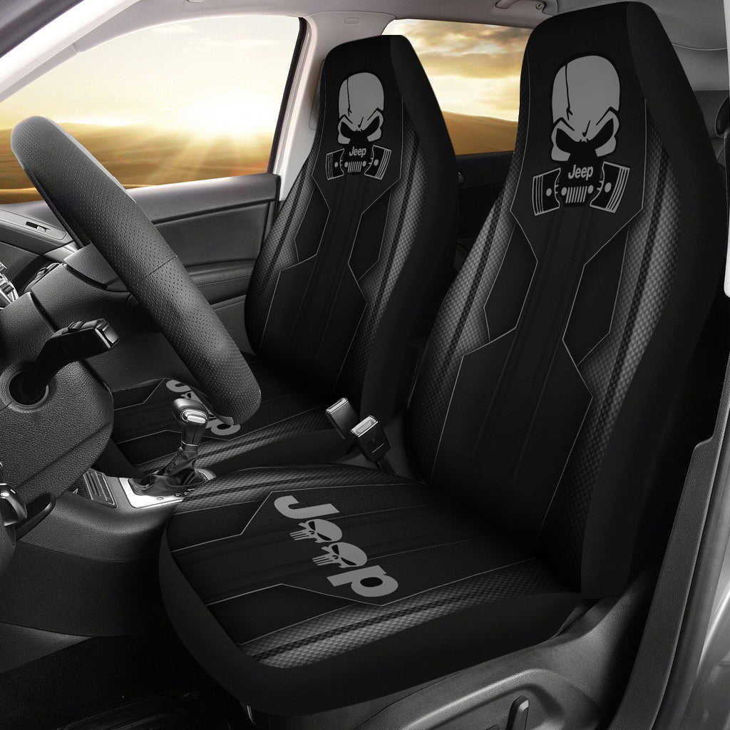 Jeep Skull Black Car Seat Covers - Premium Custom-Made Car Accessories