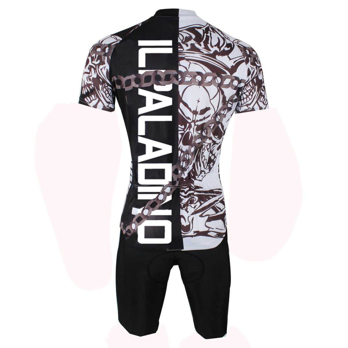 ILPALADINO Chain Skull Mens Summer Cycling Short-sleeve Suit Bike Shirt Sportswear Quick-dry Shirt