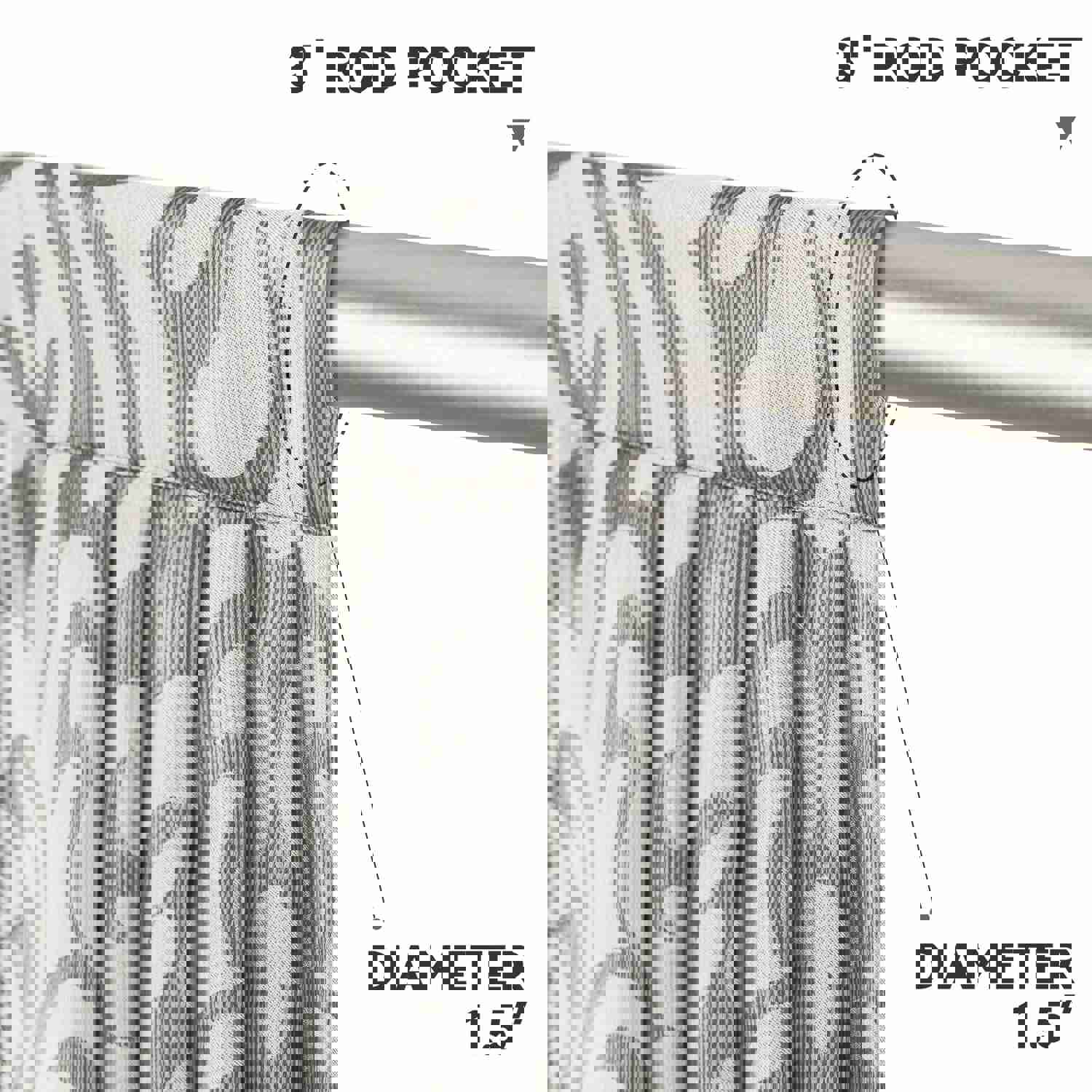 Norwich Swag Valance - Silver Gray Striped with White Damask Pattern