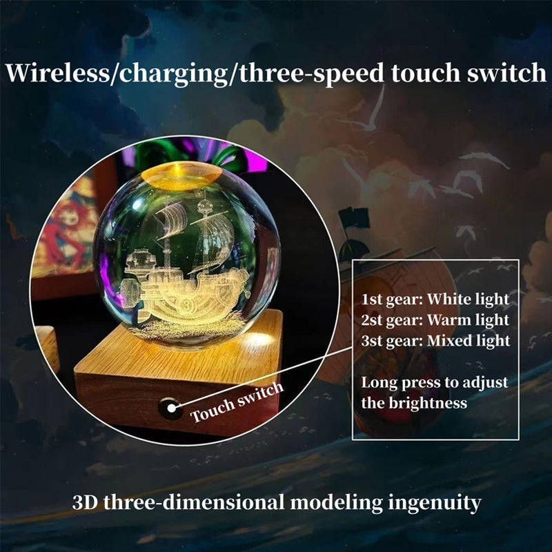 Crystal Ball Night Light - Rechargeable Touch Control DIY Lighting