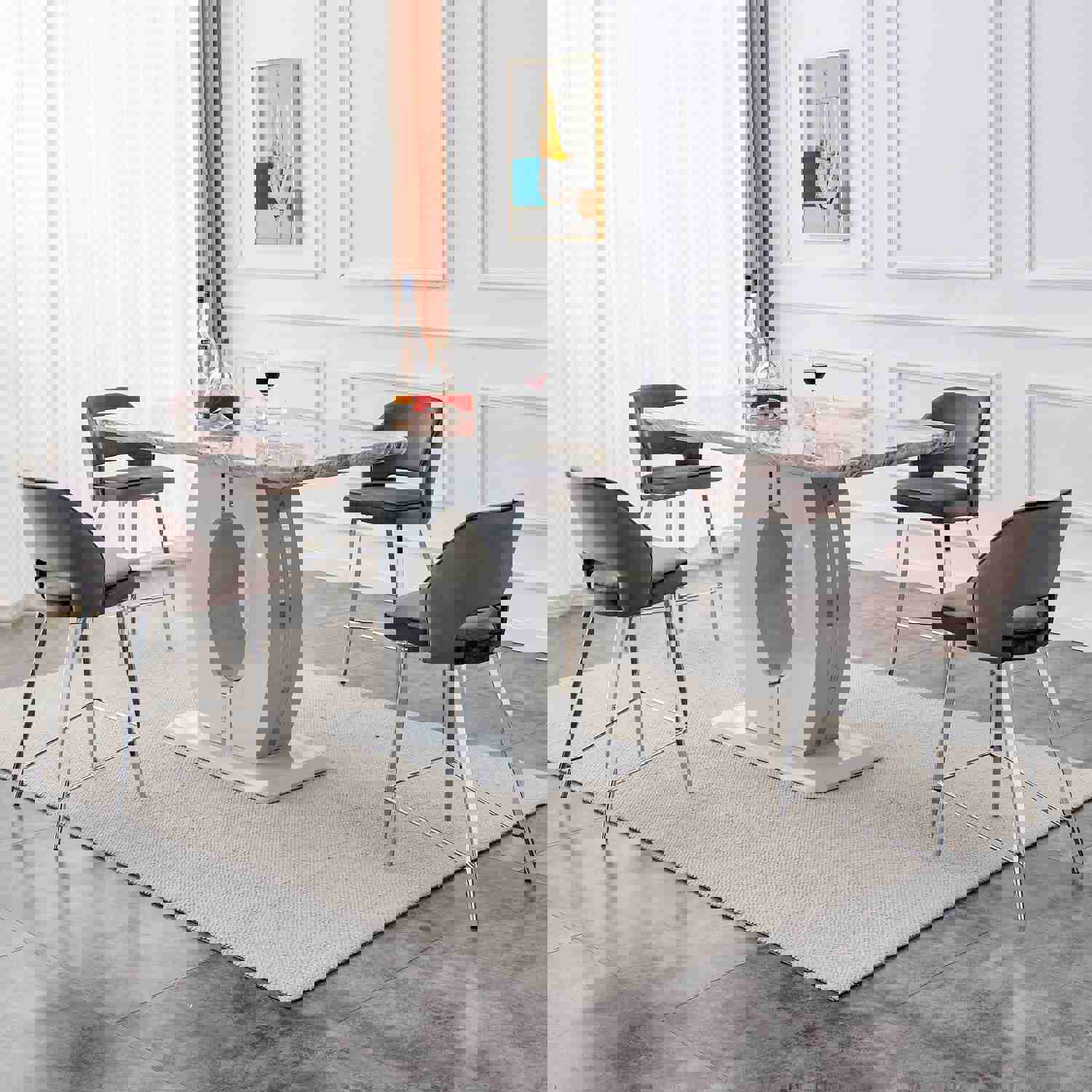 Modern Simple and Luxurious Grey Imitation Marble Grain Dining Table