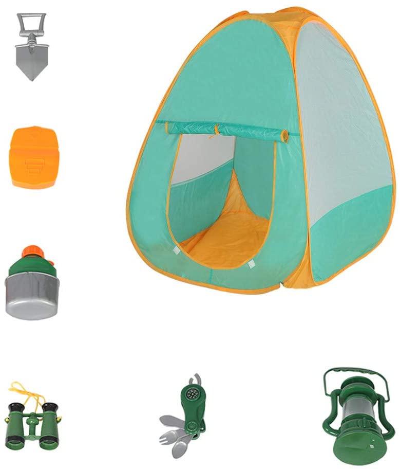 Kids Camping Set with Tent, Camping Gear Tool Pretend Play Set for Toddlers, Boys & Girls Outdoor Toy Birthday Gift