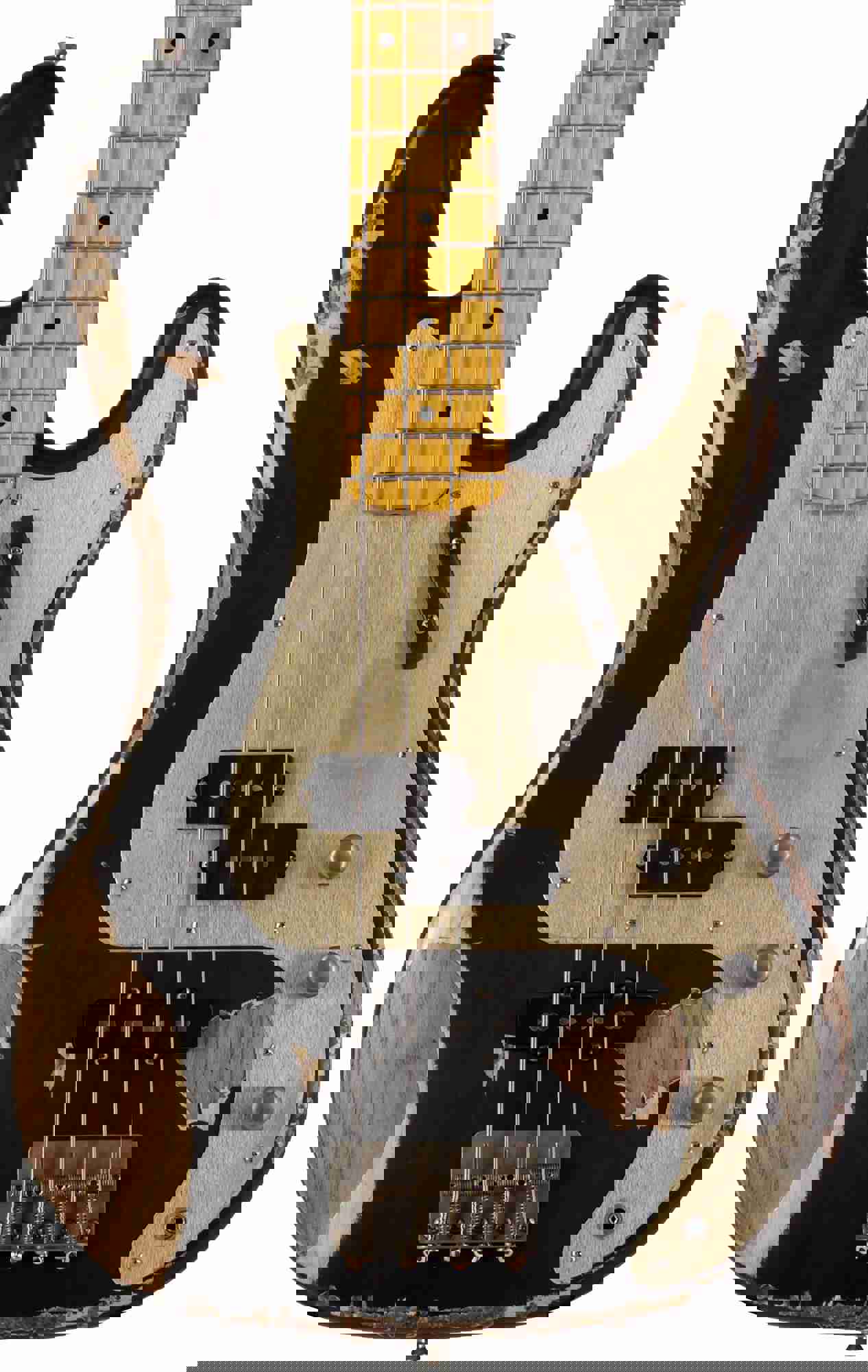 Nash PB/J-57 Bass Guitar - Black with Gold Anodized PG, Heavy Aging