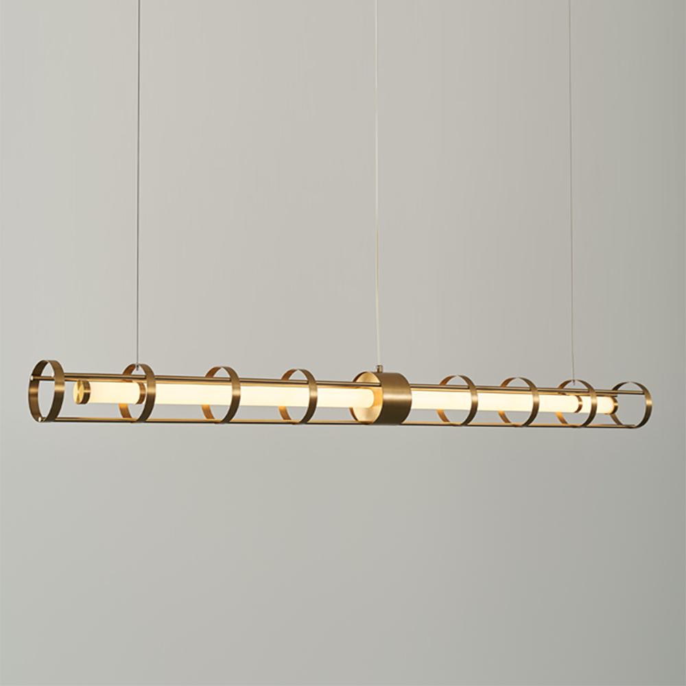 Modern Gold Cylinder Kitchen Island Light Linear Pendant Light for Dining Room
