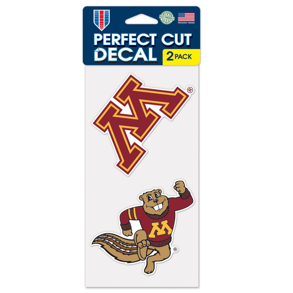 Minnesota Golden Gophers 2-pack 4 x 4 Perfect Cut Color Decals