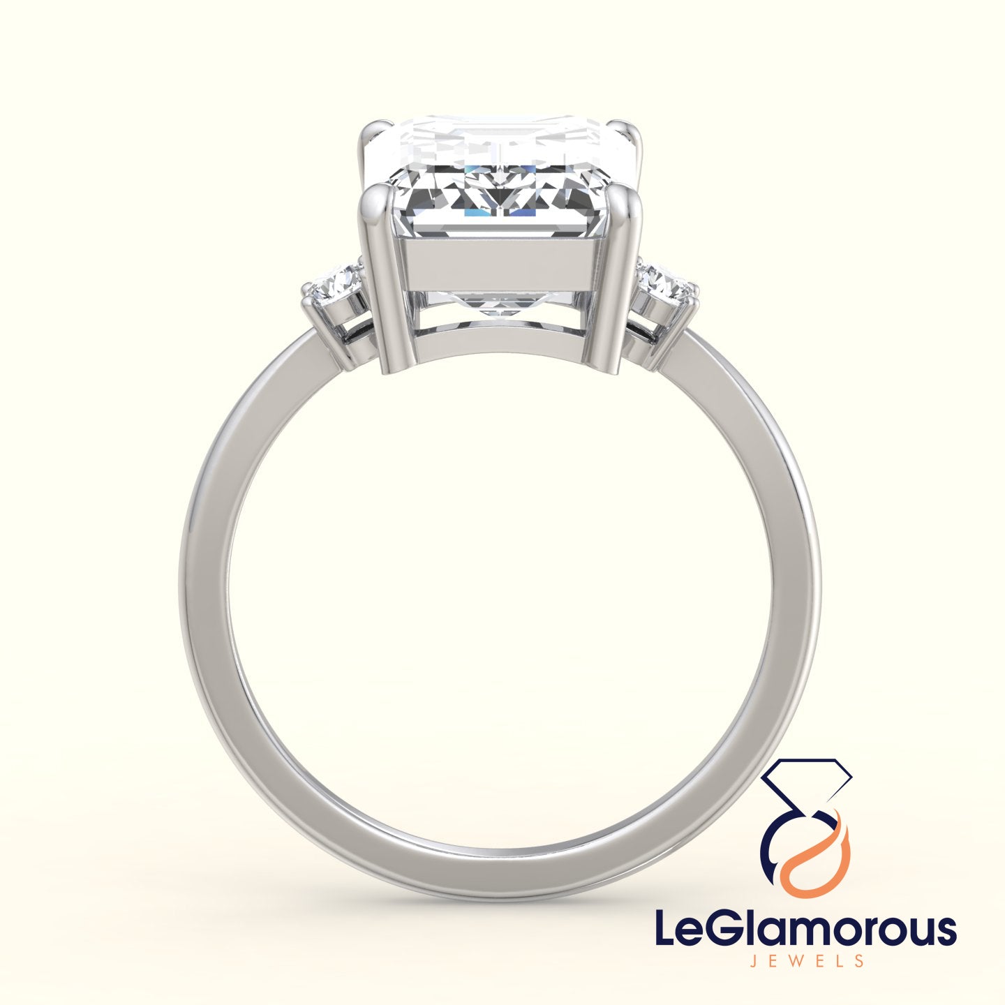 Emerald Cut Three Stone Engagement Ring with Lab Grown Diamonds