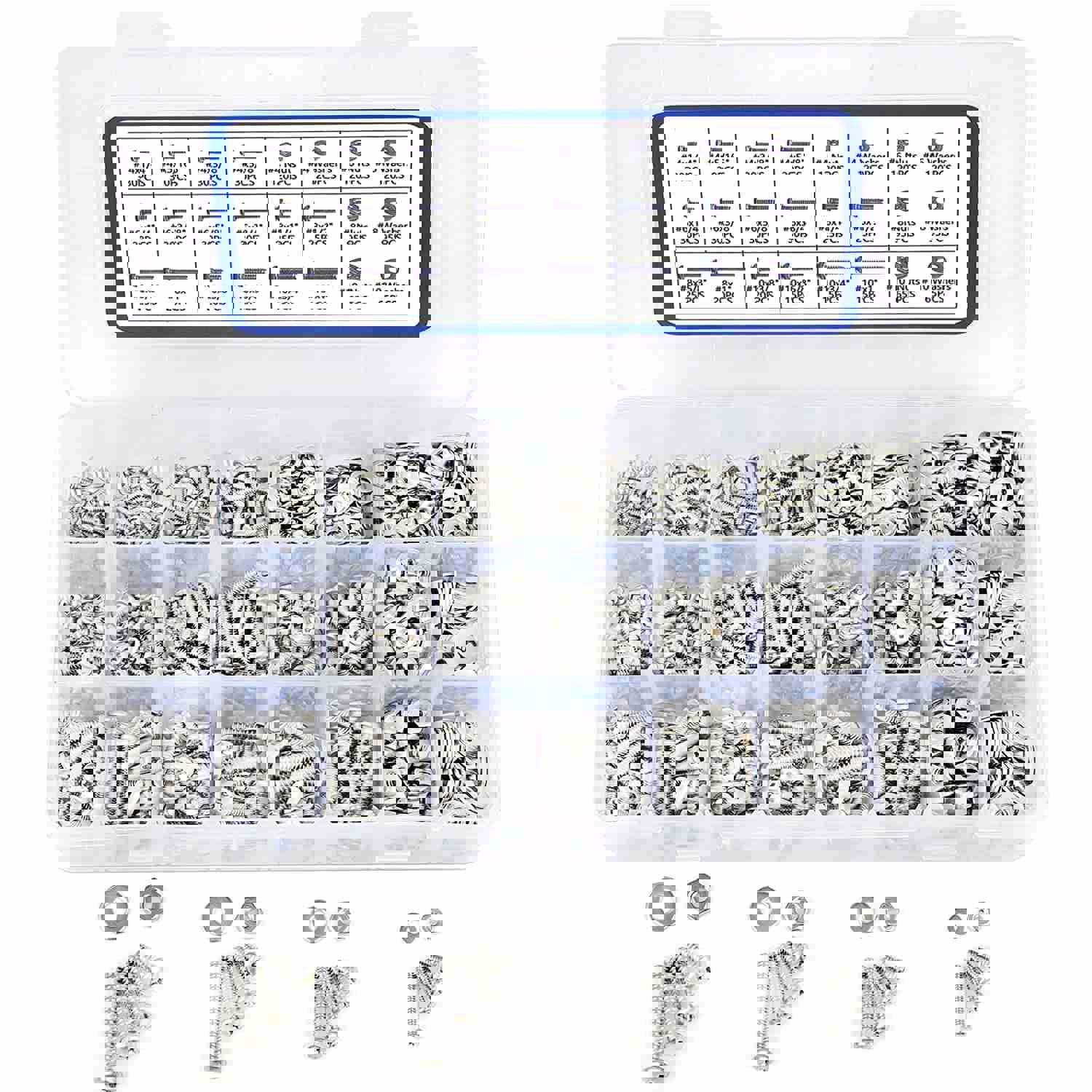 1200PCS Stainless Steel Machine Screw Assortment Kit with Nuts and Washers