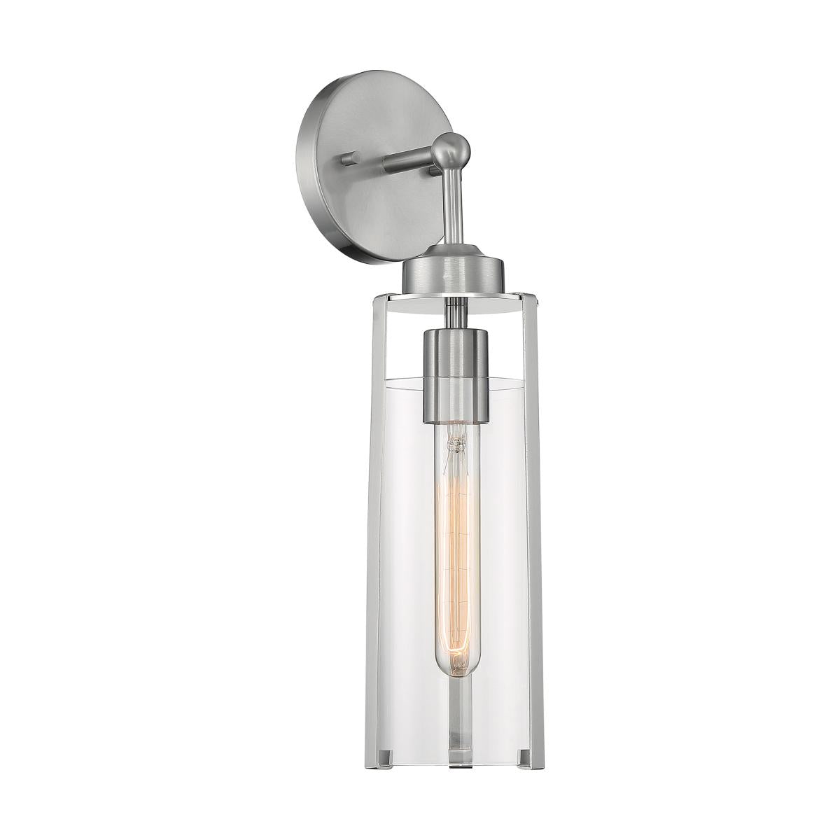 MARINA 1 LIGHT WALL SCONCE - Clear Glass, Brushed Nickel Finish