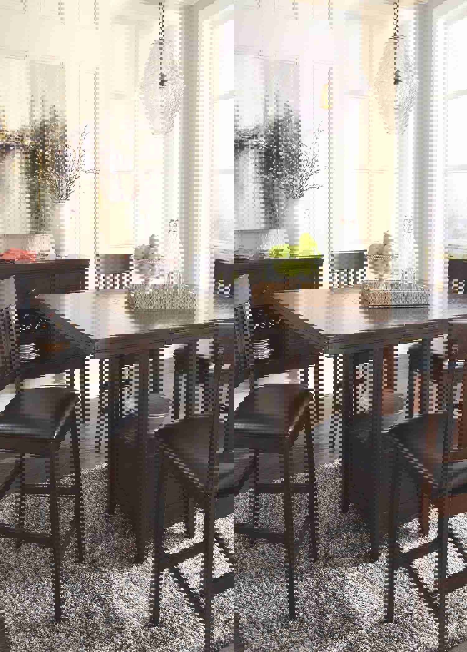 Haddigan - Dark Brown Rectangular Dining Room Counter Extension Table