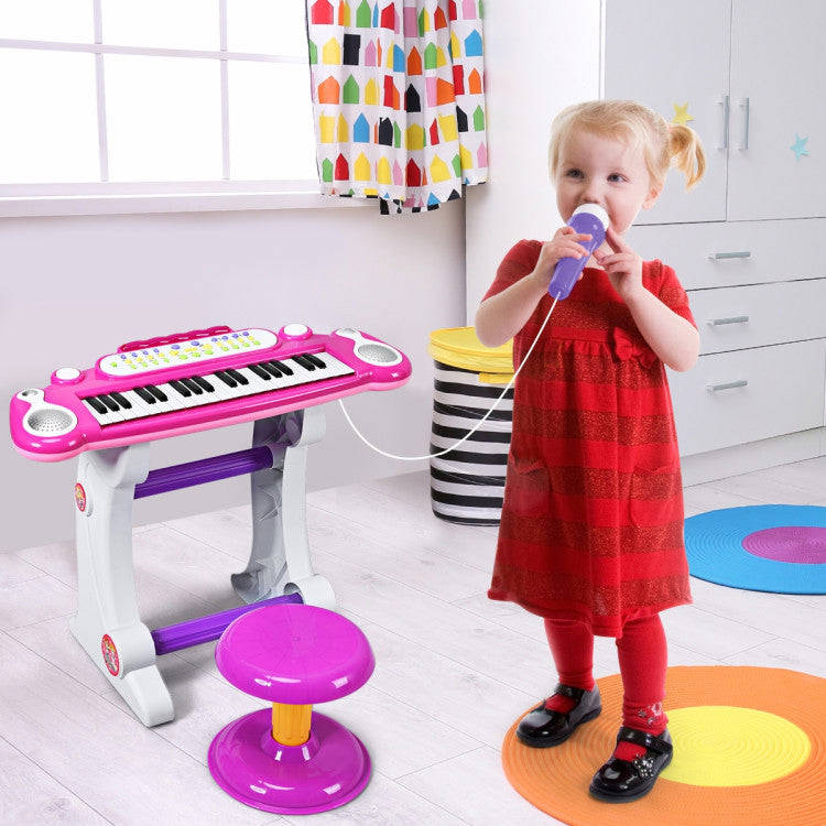 Costway 37 Key Electronic Keyboard Toy Piano for Kids - Pink