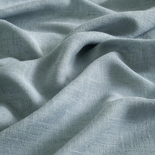 MIULEE Dusty Blue Linen Curtains - 84 Inch Length, 2 Panels, Semi-Sheer Light Filtering