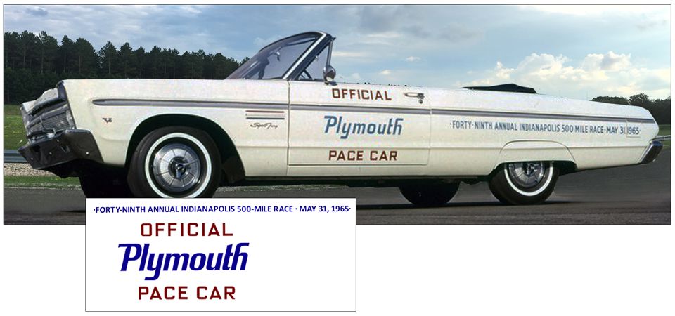 1965 Plymouth Fury Sport Pace Car Lettering Decal Kit