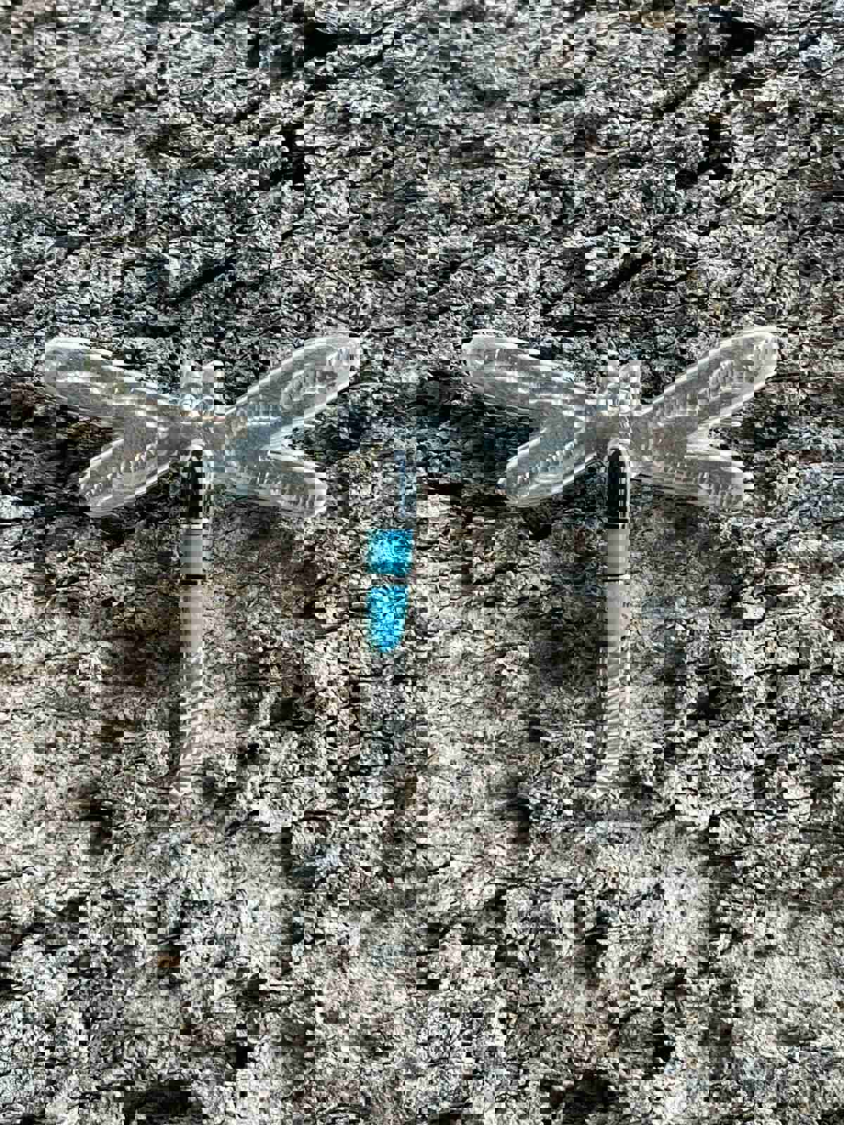 Navajo Sterling Silver Turquoise and Onyx Stone Dragonfly Pendant Pin Signed
