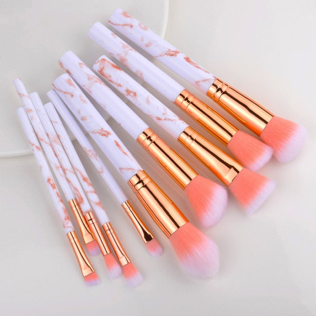 5/15Pcs Marble Makeup Brushes Set - Cosmetic Powder, Eye Shadow, Foundation, Blush Blending Beauty Tools