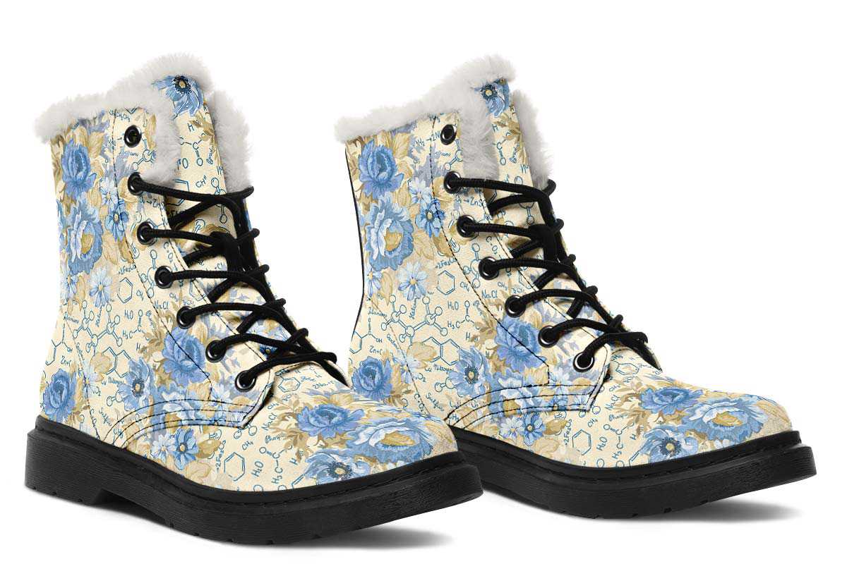Floral Chemistry Winter Boots - Custom Printed, High-Quality Microsuede with Memory Foam Insoles