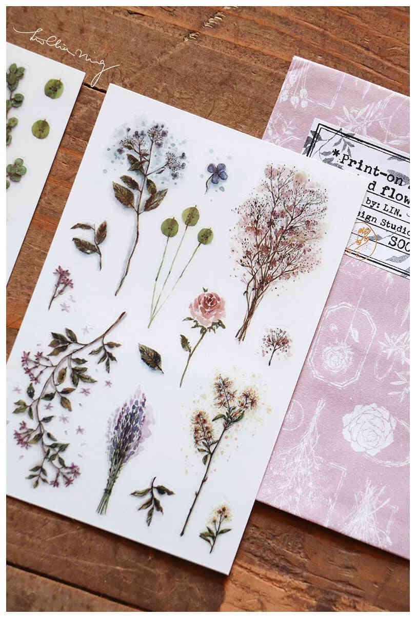 LCN Design Studio: Dried Flower Print On Stickers - 4 Sheets Set