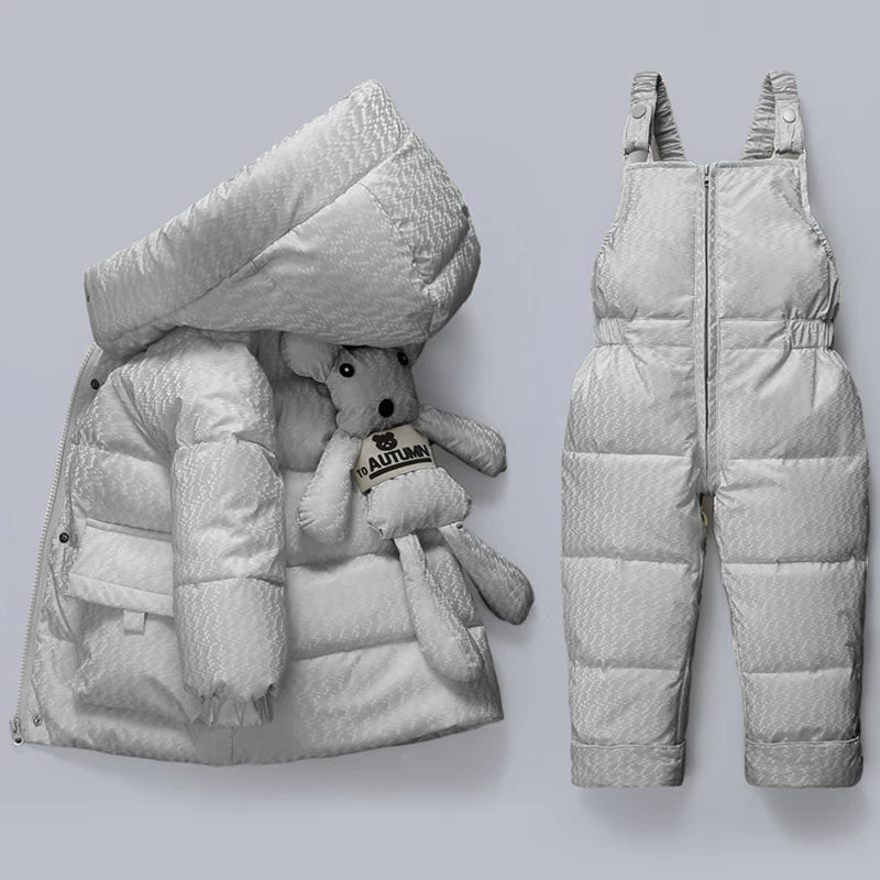 Little Boys Girls Thick Warm Down Jacket Jumpsuit Clothing Set