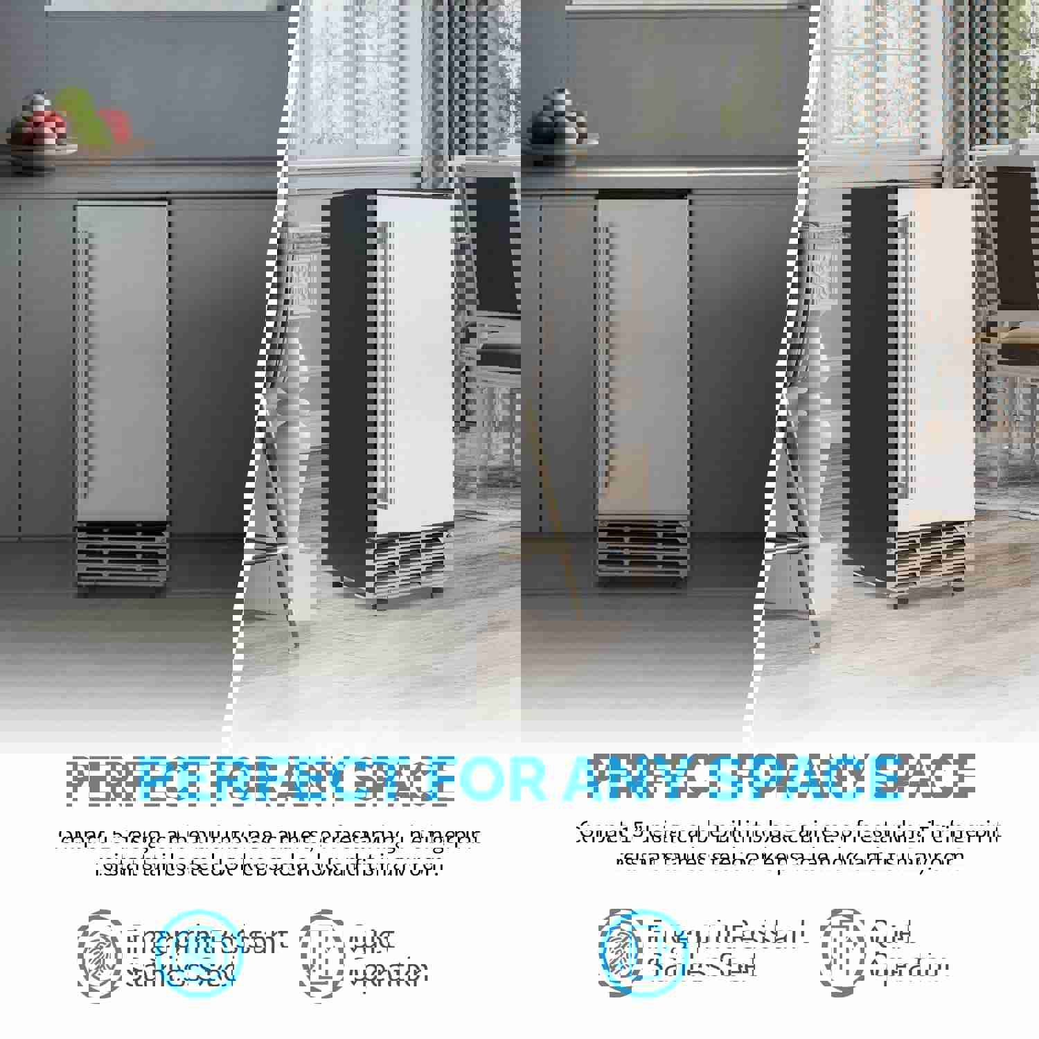 Newair 15” Undercounter 80lb Daily Clear Ice Cube Maker Machine with Self-Cleaning Function