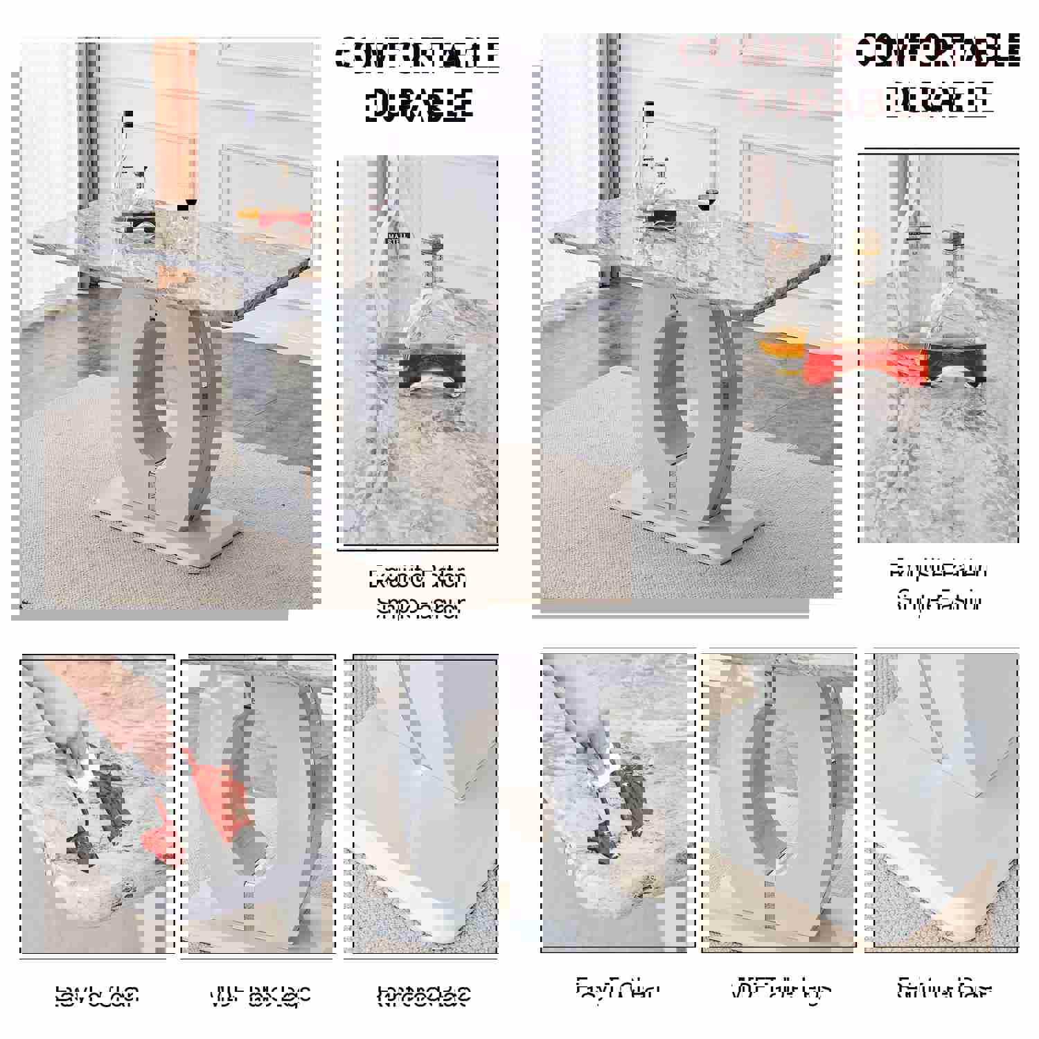 Modern Simple and Luxurious Grey Imitation Marble Grain Dining Table