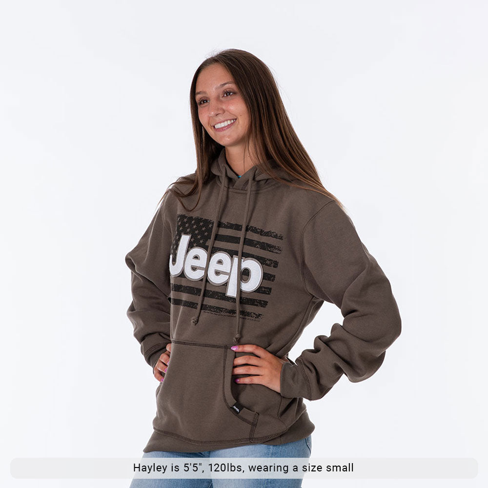 Jeep America Accent Hoodie - Patriotic Cotton Blend Hoodie with USA Flag & Jeep Logo