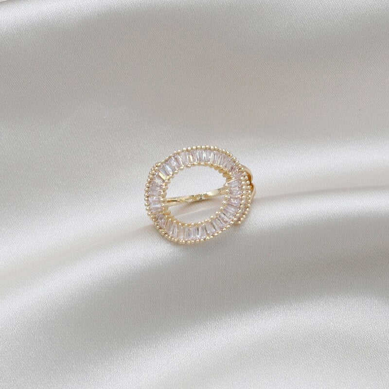 Elegant Women's Shiny Zircon Alphabet Cross Adjustable Rings - Korea Design Jewelry
