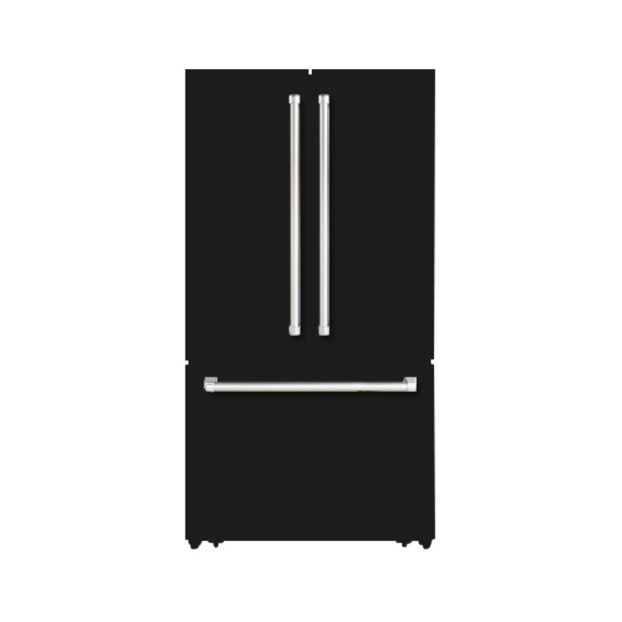 Hallman 36 Freestanding French Door Refrigerator with Bottom Freezer and Automatic Ice Maker