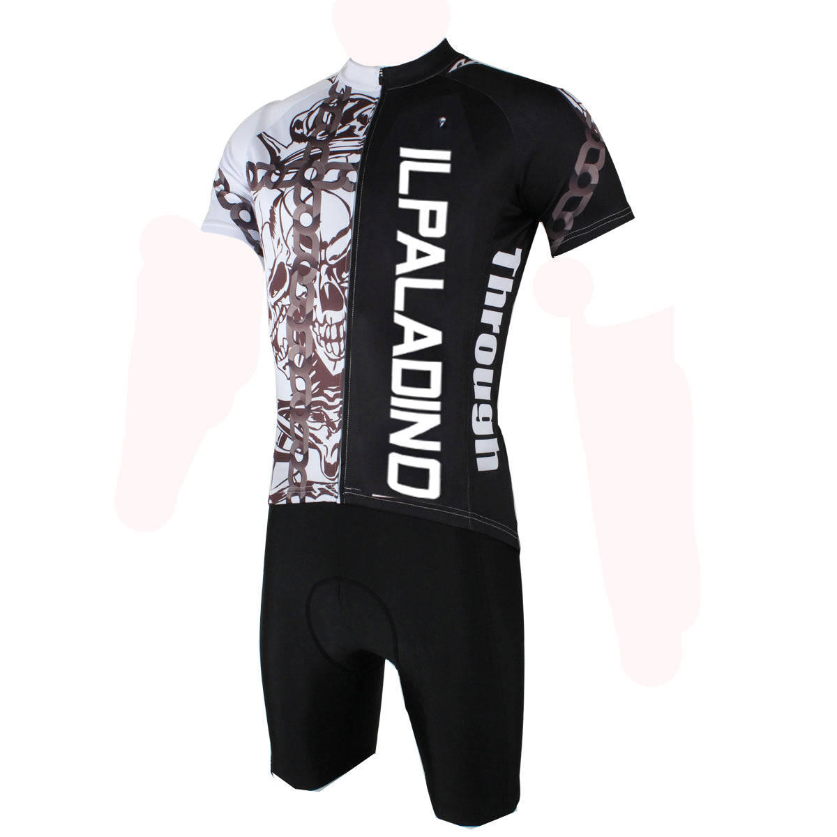 ILPALADINO Chain Skull Mens Summer Cycling Short-sleeve Suit Bike Shirt Sportswear Quick-dry Shirt