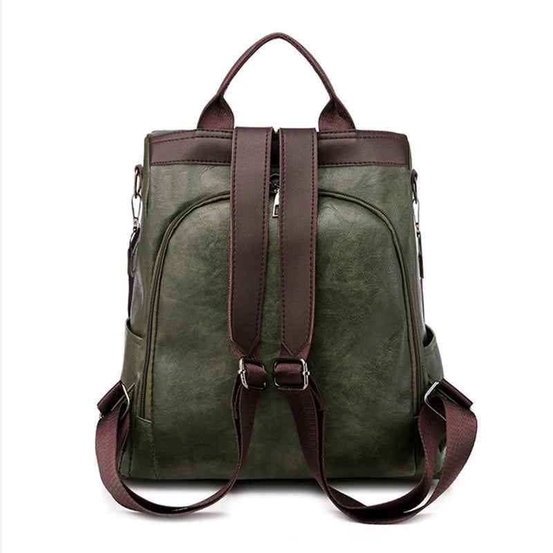 Womens Cool Backpacks LKS30 Multifunction Leather Large Capacity School Bags