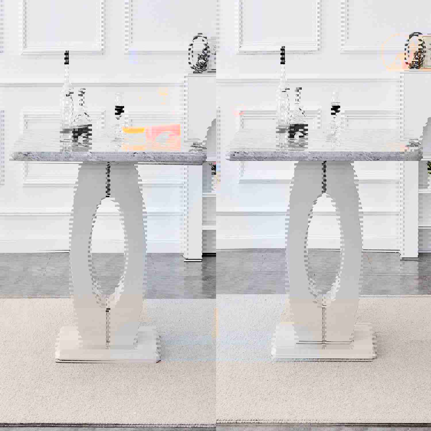 Modern Simple and Luxurious Grey Imitation Marble Grain Dining Table