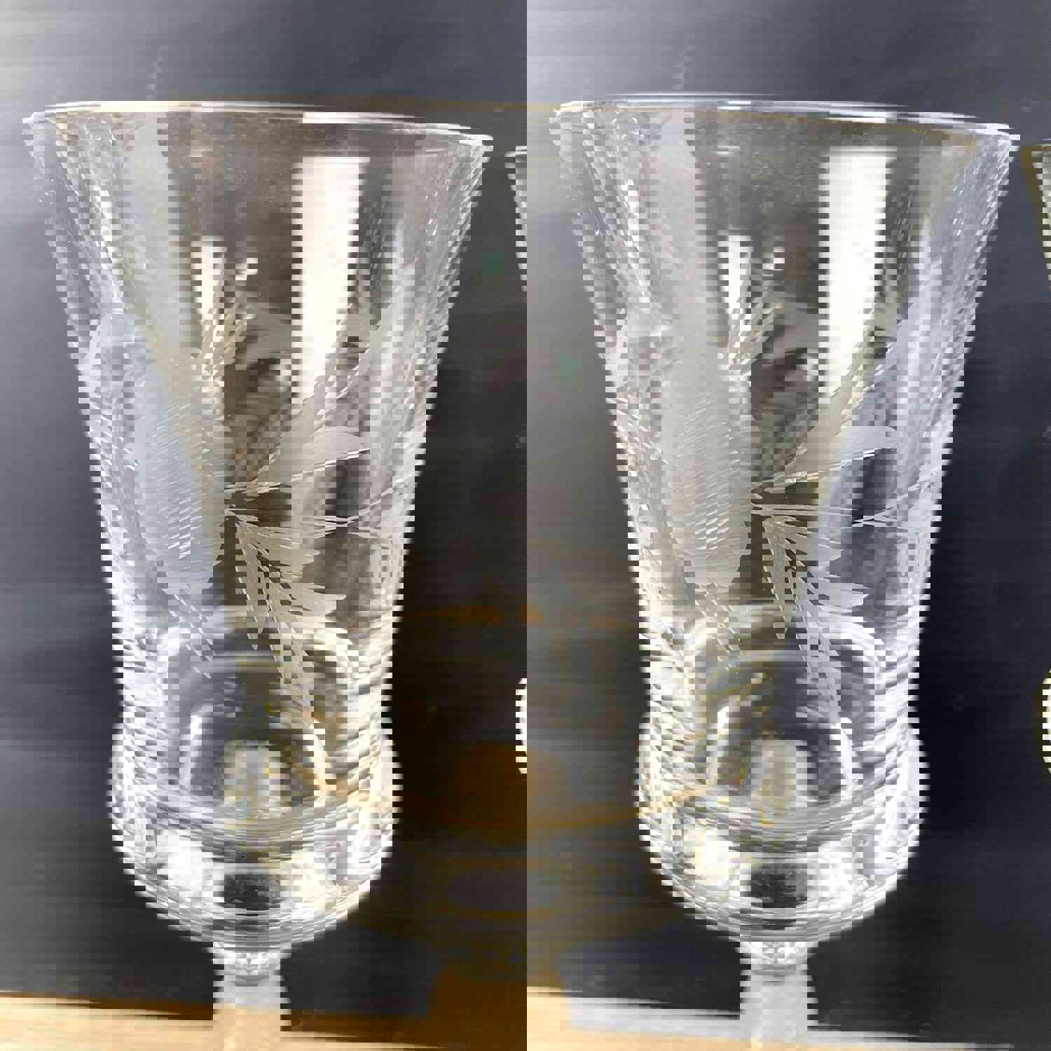 Vintage Mid Century Floral Cut Wine Glasses - Set of 8 - Elegant Barware