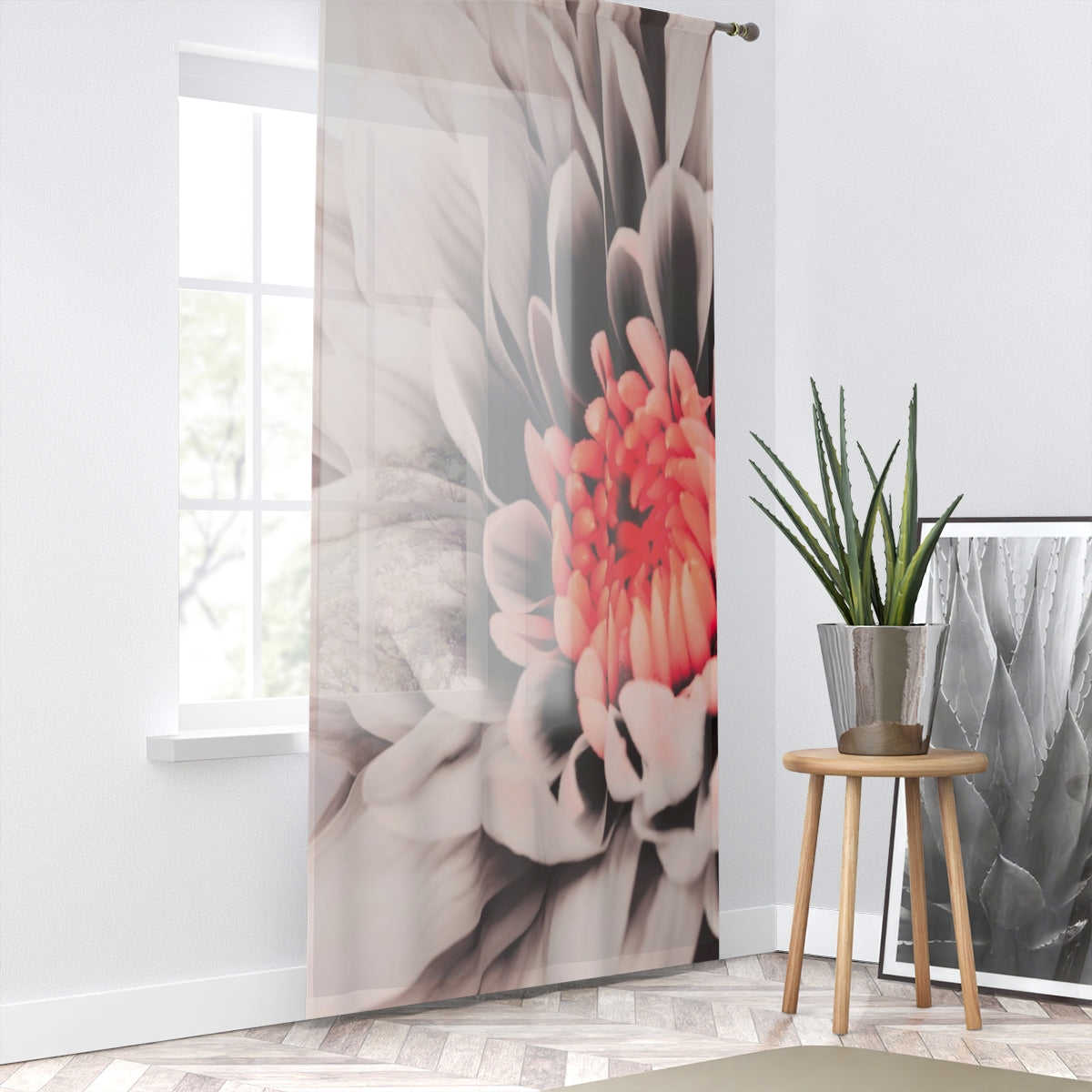 PINK CHRYSANTHEMUM - SHEER Window Curtain