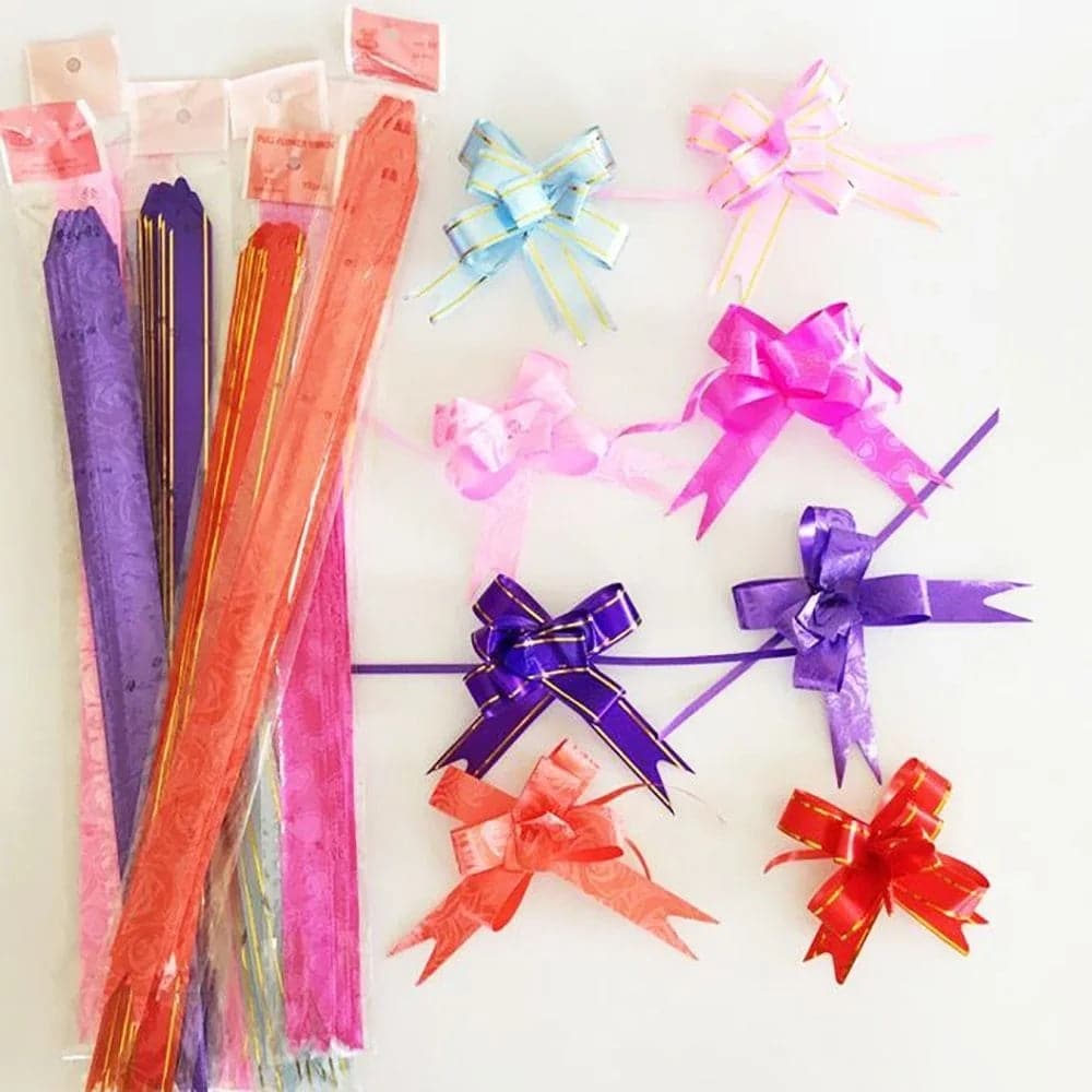 50pcs Colorful Flower Ribbons Pull Bowknots for Christmas, Birthday, Party, Wedding, and Car Decoration
