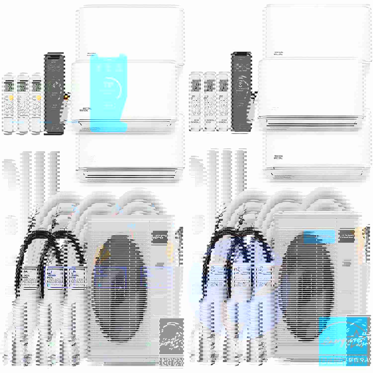 MRCOOL DIY 4th Gen 36K BTU 3-Zone Condenser with 9K+12K+12K Handlers Bundle