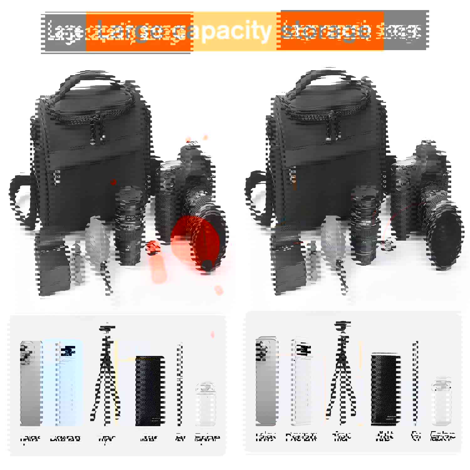 Large Capacity Waterproof DSLR Camera Bag with Strap and Protector Case