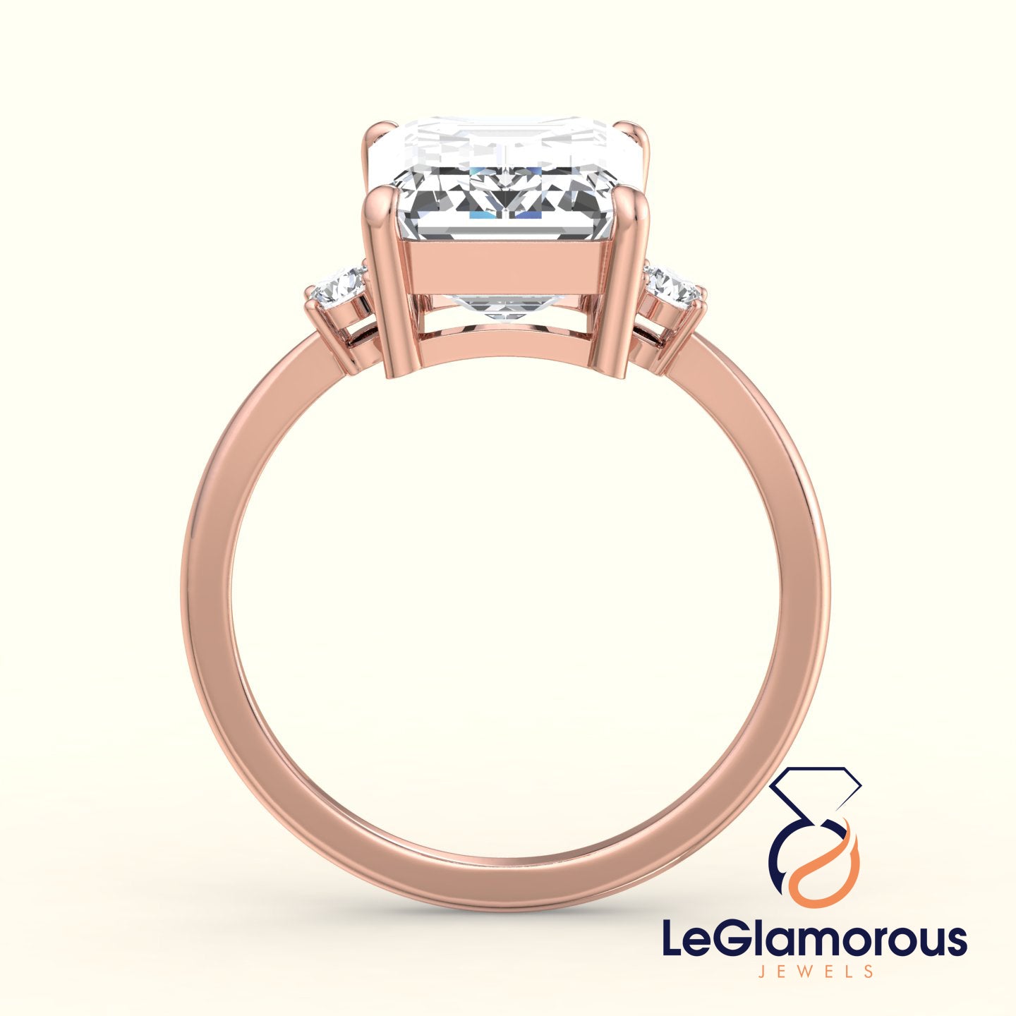 Emerald Cut Three Stone Engagement Ring with Lab Grown Diamonds