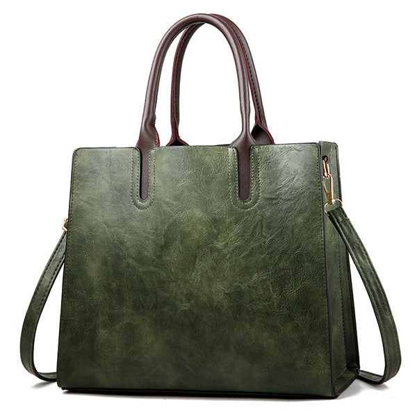 Large Capacity Vintage Designer Leather Tote Bag for Women