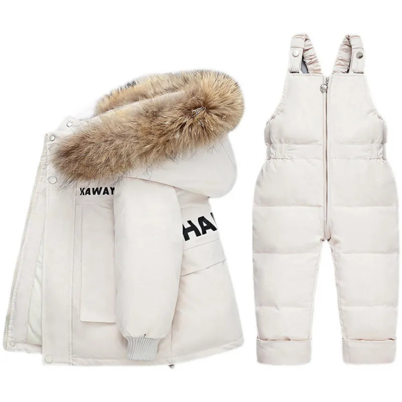 Little Boys Girls Thick Warm Down Jacket Jumpsuit Clothing Set