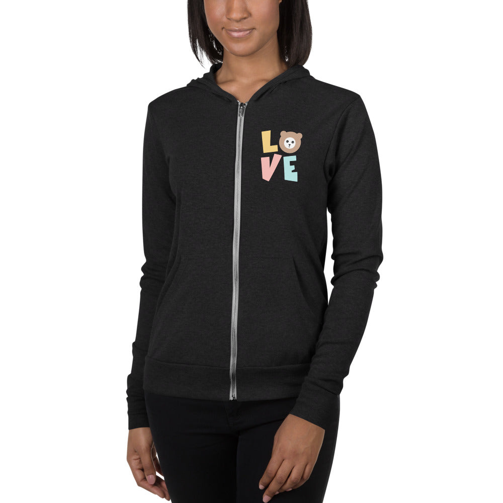 LOVE by Misa Zip Hoodie - Lightweight Unisex Hoodie with Kangaroo Pocket