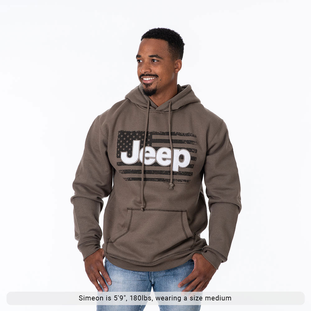 Jeep America Accent Hoodie - Patriotic Cotton Blend Hoodie with USA Flag & Jeep Logo