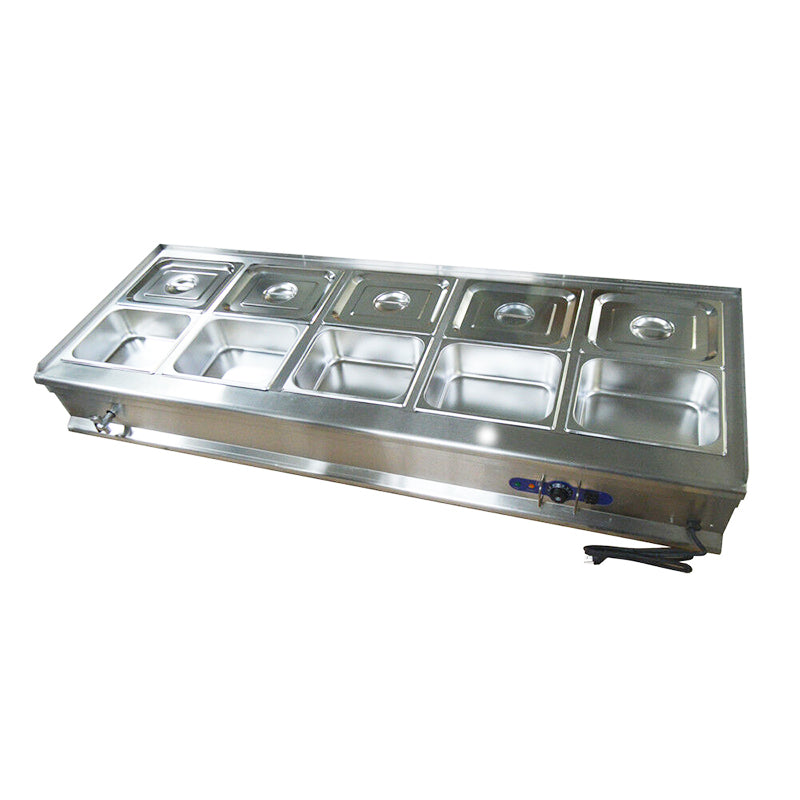 10-Pan Food Warmer Bain Marie Steam Table with 10 Standard 1/2 Pans
