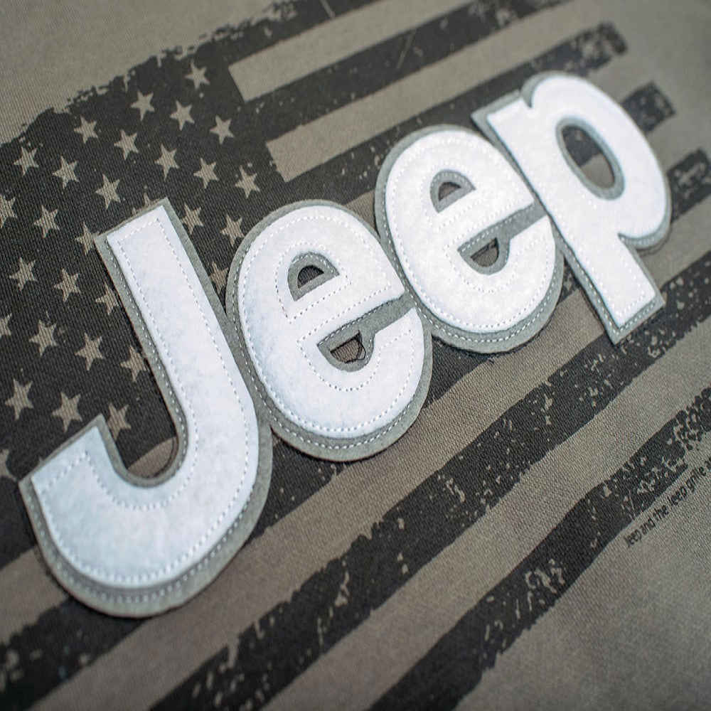 Jeep America Accent Hoodie - Patriotic Cotton Blend Hoodie with USA Flag & Jeep Logo