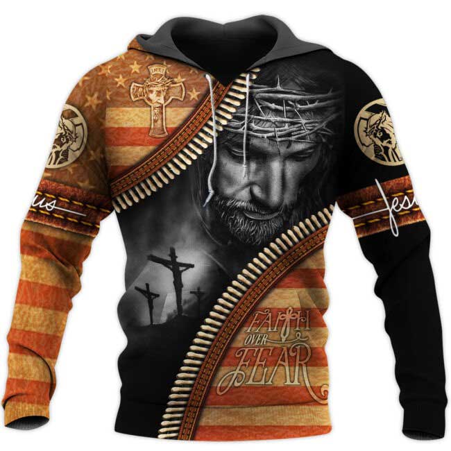 Faith Over Fear 3D All Over Printed Christian Jesus Hoodie - Personalized Sublimation Design TO0241