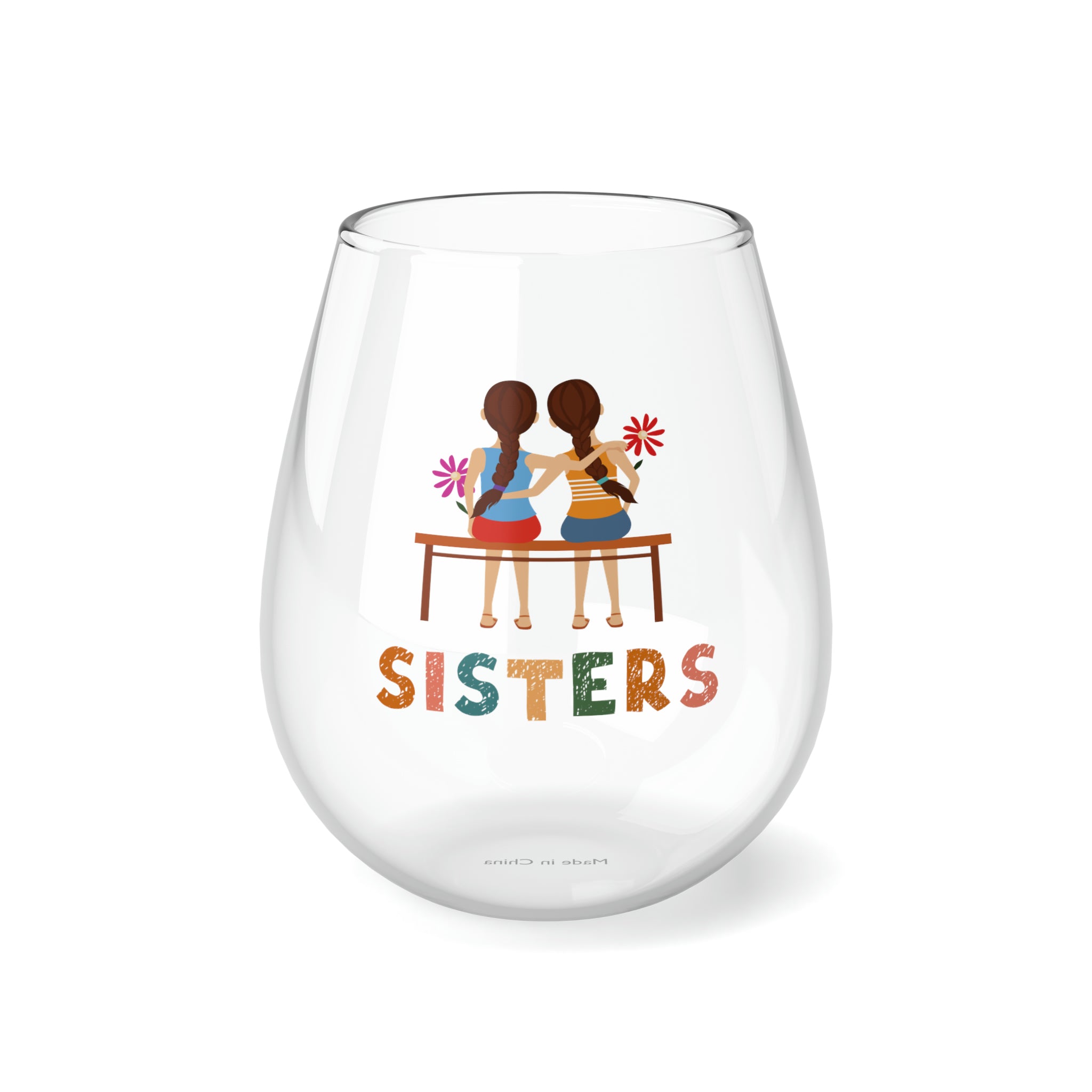 Sisters Stemless Wine Glass - Perfect Gift for Sister's Birthday or Christmas