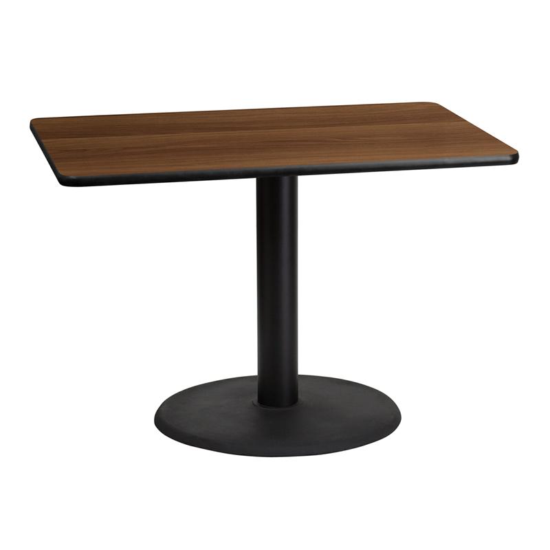Flash Furniture 30 x 42 Rectangular Walnut Laminate Table Top with 24 Round Table Height Base