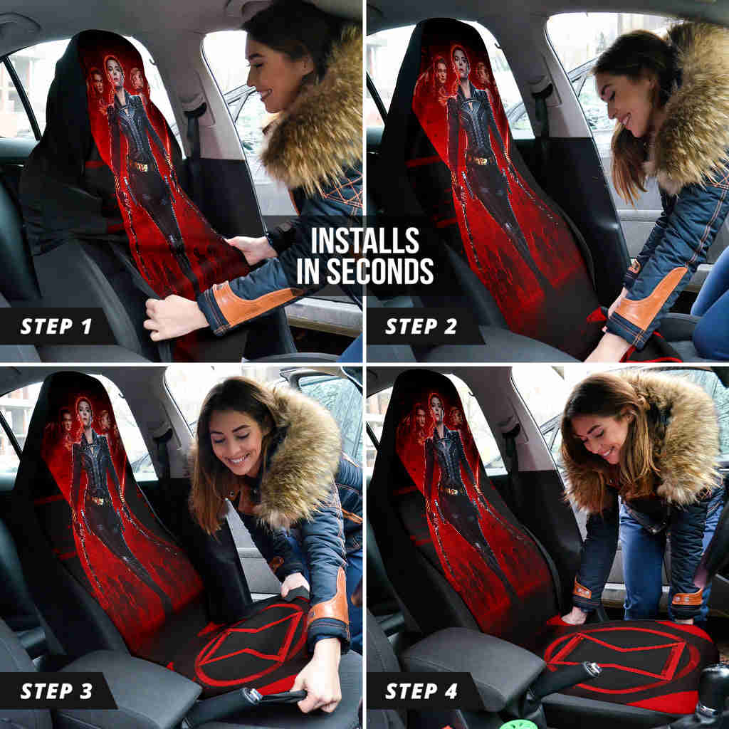 Black Widow Natasha Car Seat Covers - Premium Custom Fit for Cars & SUVs