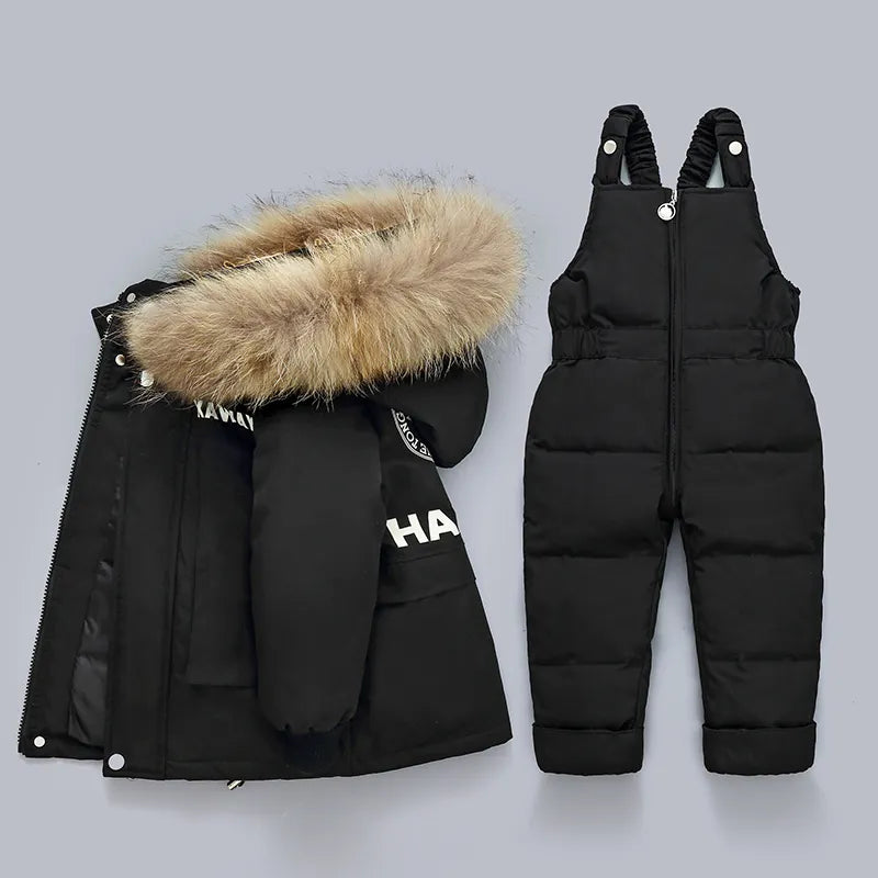 Little Boys Girls Thick Warm Down Jacket Jumpsuit Clothing Set
