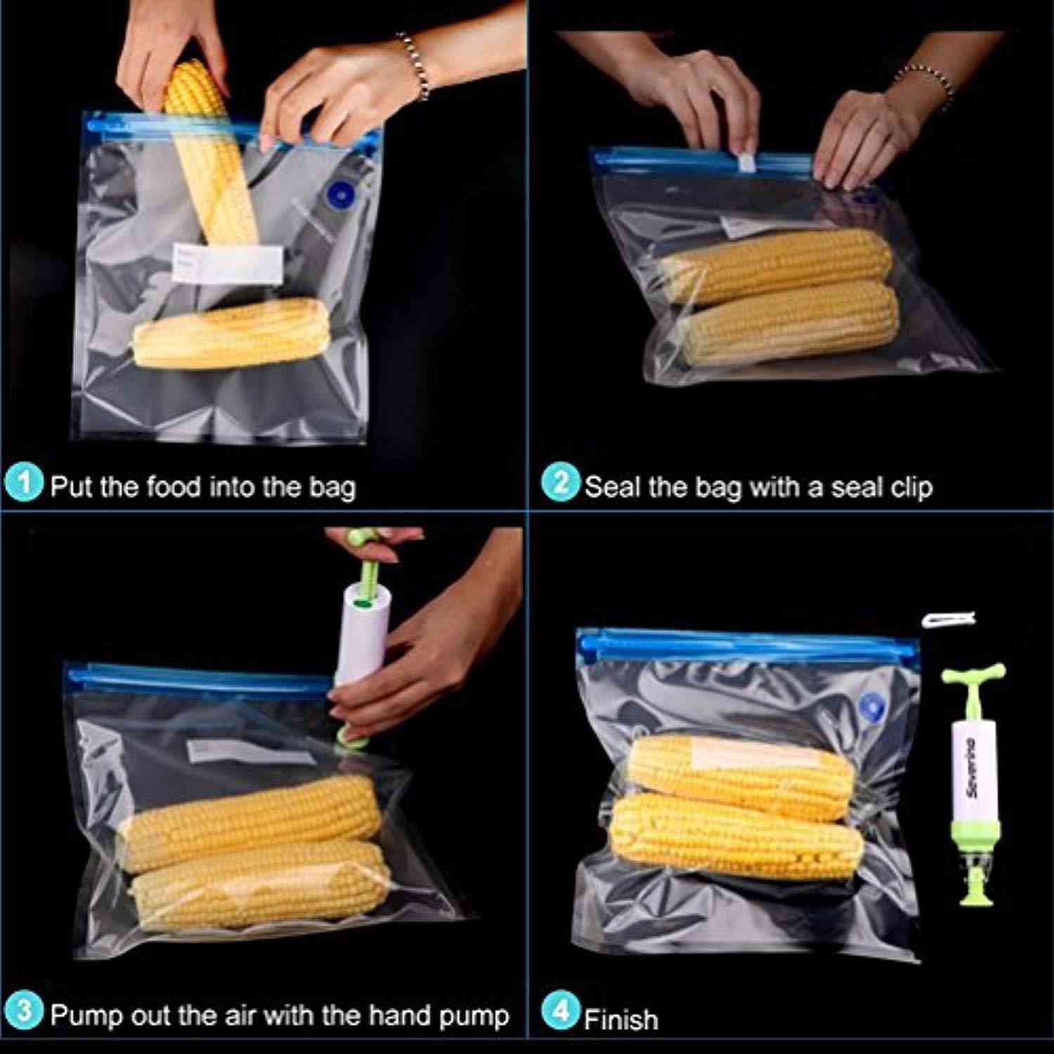 Sous Vide Bags Kit for Anova Cookers - 20 Reusable BPA Free Food Vacuum Sealed Bags with Accessories