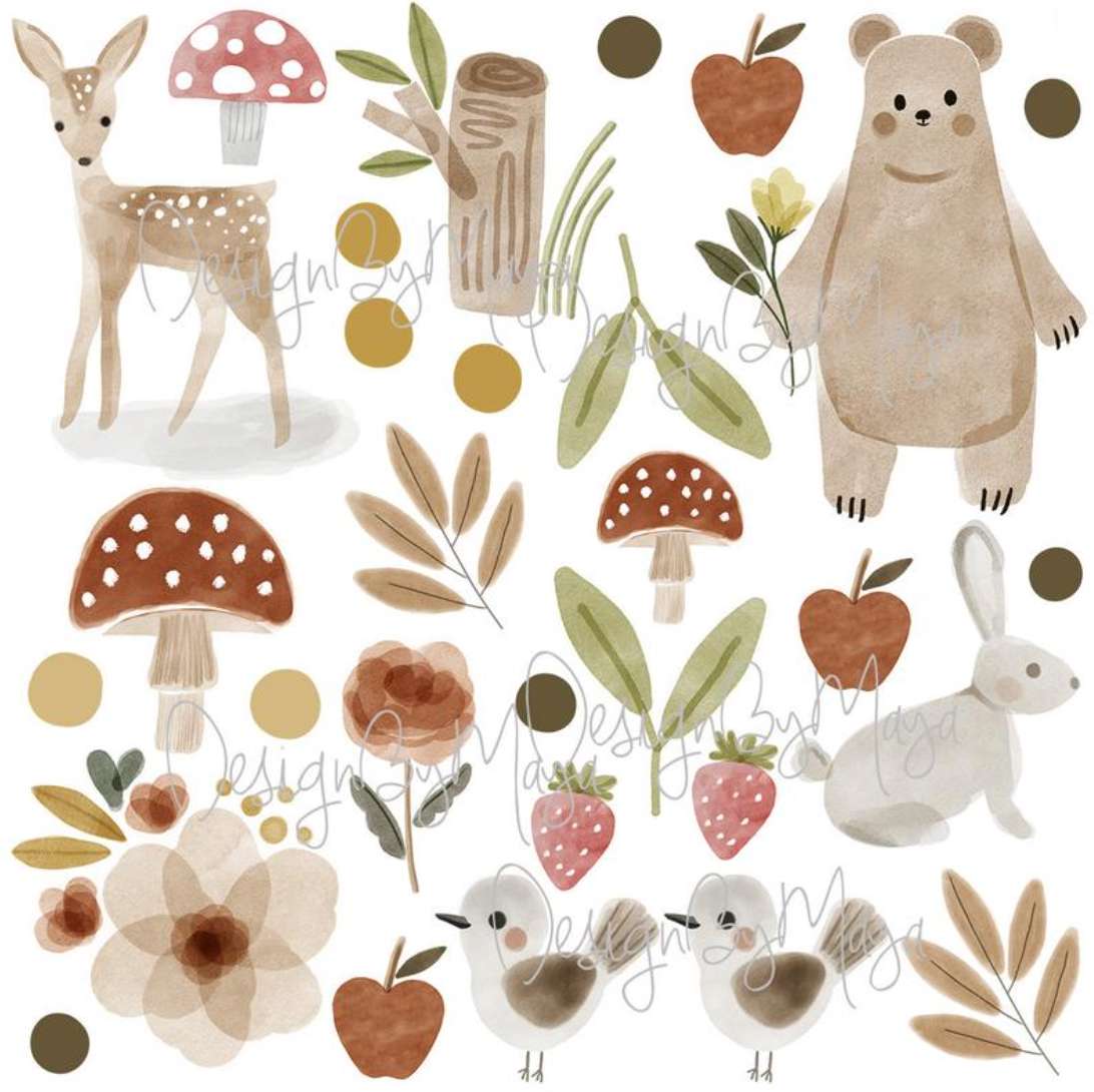 Woodland Baby Forest Animals - Fabric Nursery Wall Art Decals