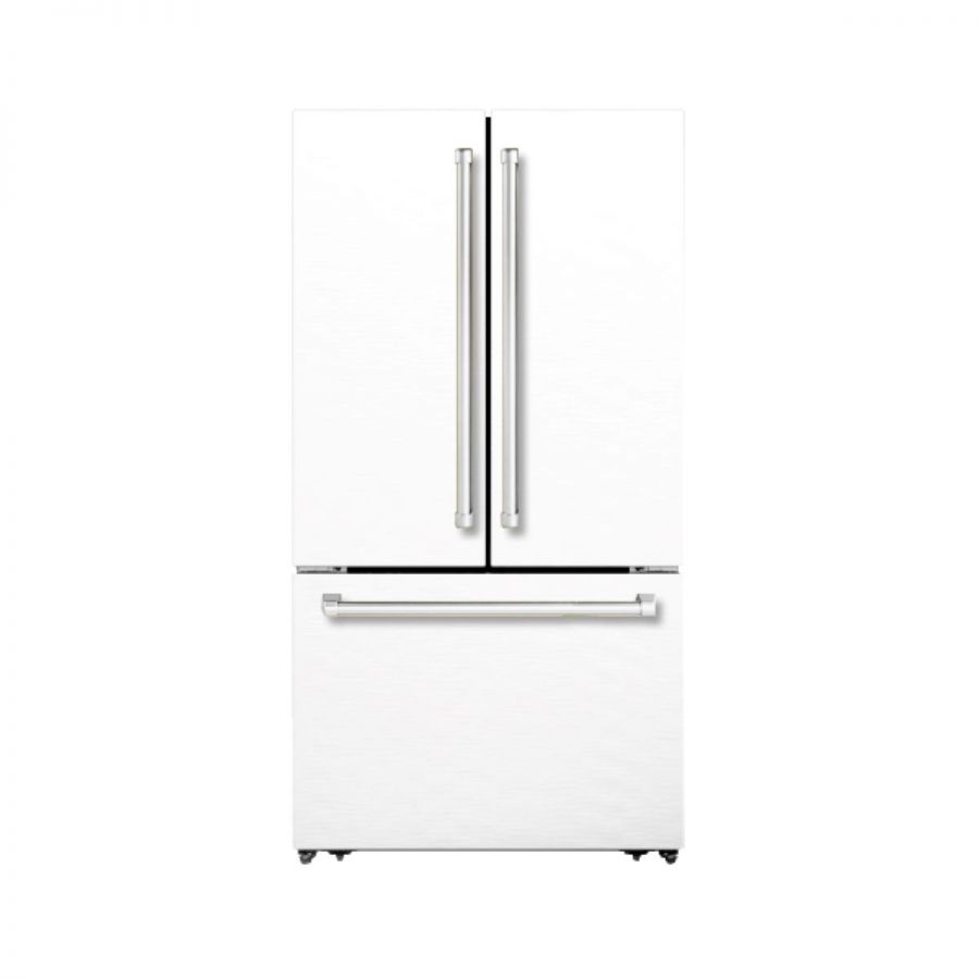 Hallman 36 Freestanding French Door Refrigerator with Bottom Freezer and Automatic Ice Maker
