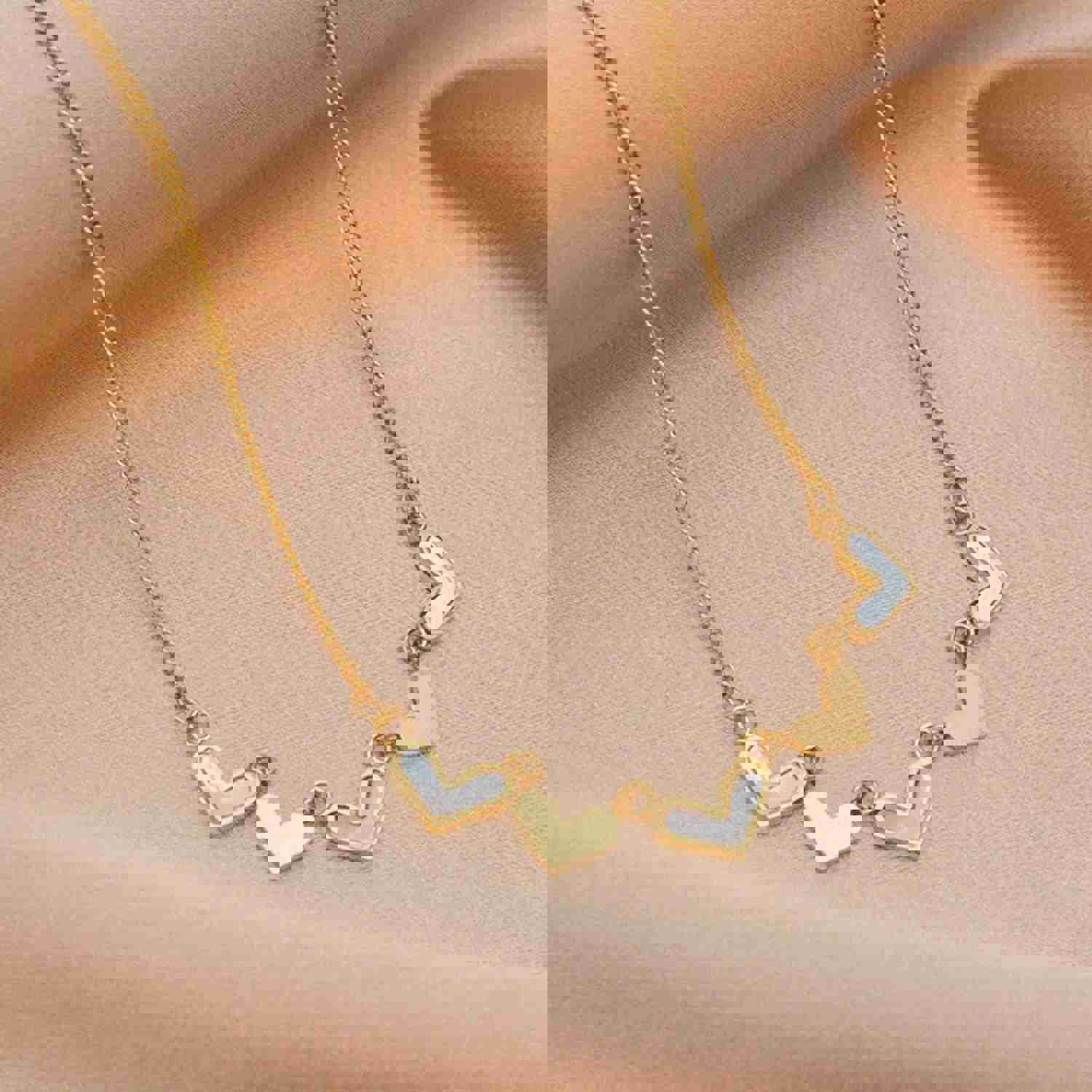 Laney Multi Heart Necklace - Elegant 18K Gold Plated Stainless Steel with Mother of Pearl
